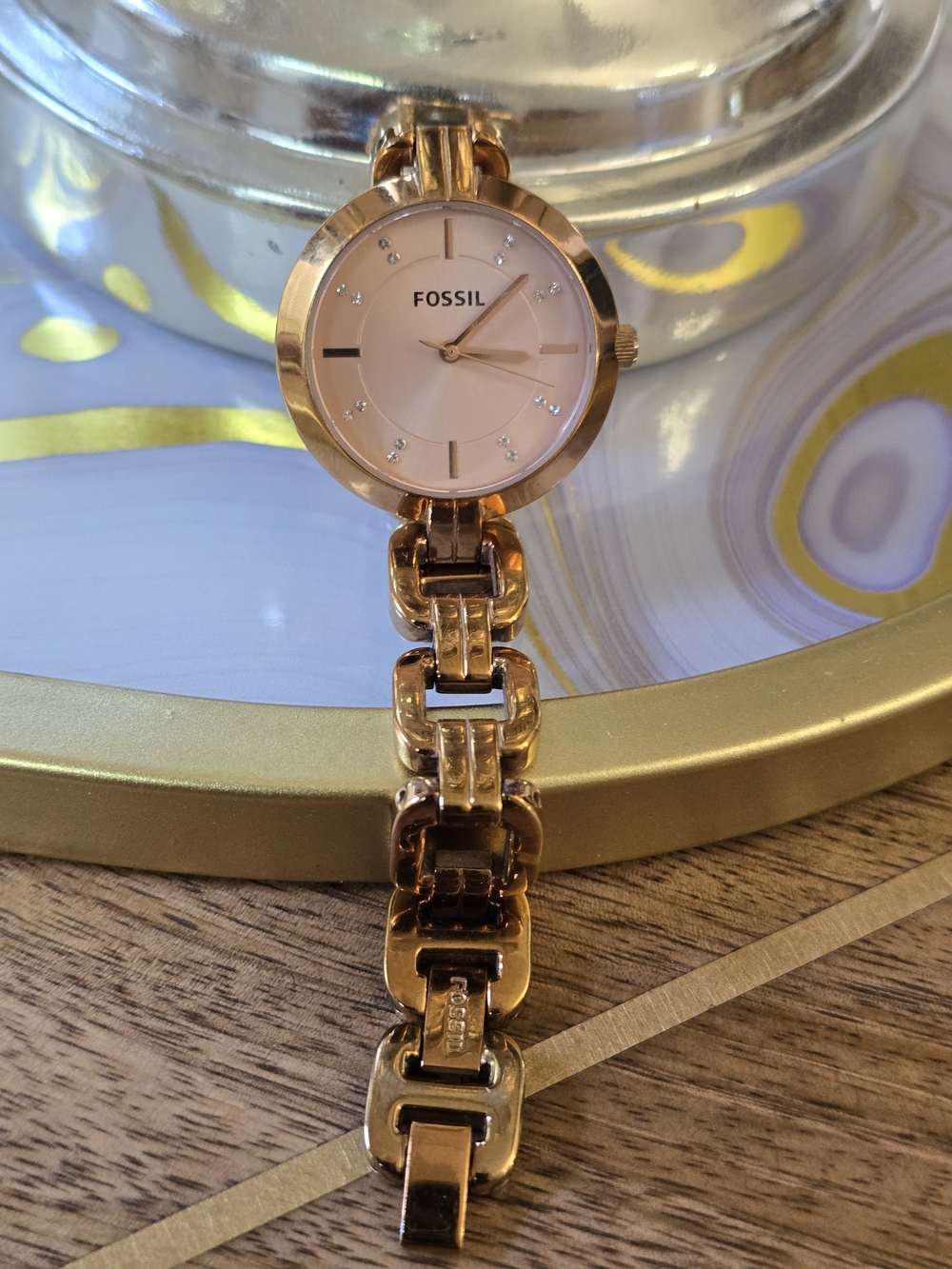 Fossil Women's Rose Gold Crystal Dial Bracelet Watch